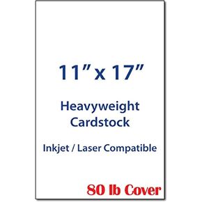 11" x 17" Cardstock Sheets for Inkjet or Laser Printers - 80lb Cover Matte Finish White - Tabloid Size Perfect for Flyers, Menu's, Posters, Covers - 100 Sheets