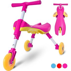 Tricycle for Toddlers 1-3 Years Old – Foldable Tricycle for Toddlers – Toddler Bike for Boys and Girls – Easy to Ride and Steer – No Assembly Needed – Christmas, 1st Birthday Gifts Boy - Red - KIDRIM