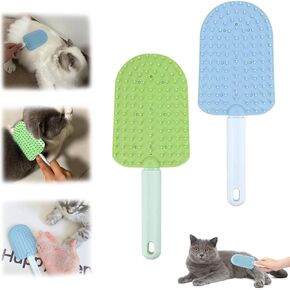 Cat Tongue Comb, Cat Grooming Brush for Indoor Cats Shedding Cat Brush for Long Haired Cats, Cute Cartoon Ice Cream Cat Fur Remover Comb for Cats Grooming (2PCS)