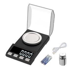 Digital Milligram Scale 100g/0.001g rechargeability, High Precision Portable Jewelry Scale, Powder Scale, Micro Scale for Powder Medicine, Gold, Gem, Reloading, Calibration Weight