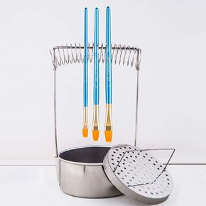 Portable Artist Brush Washer, Paint Brush Washer Paint Brush Cleaner with Wash and Removable Screen Brush Washer Cleaner Uncovered Stainless Steel Oil Painting Pen Straight