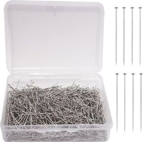 1000PCS Straight Pins, Sewing Pins for Crafts, Stainless Steel Stick Pins, Fine Satin Pin Dressmaker Pins for Sewing, Jewelry Making, DIY, Fabric, Quilting, Craft Project