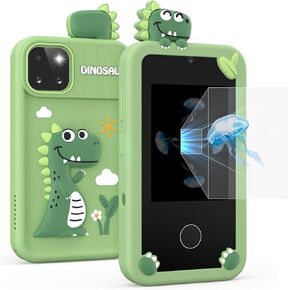 Kids Smart Phone Toys for Boys Age 3-9, Kids Phone with Touchscreen and Dual Camera, Mini Smart Phone for Kids Birthday, Kids Play Phone with Game, Music Player, 32G Card (Green)