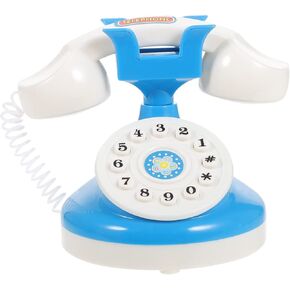 Homoyoyo Retro Corded Landline Phone, Plastic Old Fashion Telephone Simulation Telephone Early Educational Pretend Role Play Interactive Vintage Decor 4.13X3.54X3.14In