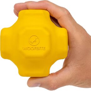 Indestructible Jumping Jack Ball - Lifetime Replacement - Aggressive Chewers, Medium Large Breed - Non-Toxic Natural Rubber Dog Toys - Bouncing, Interactive Chew Fetch Toy - Yellow - 4.5"