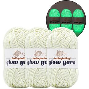 Glow in The Dark Yarn, Light DK #3 Yarn - 100 G/3.5 Oz, for Beginner's Yarns for Crochet and Knitting (White)