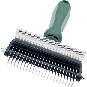 Pet Grooming 2 in 1 Rake Comb Dog Undercoat Dematting Deshedding Brush Hair Removal Tool for Pets Removing Mats and Tangles (Large)