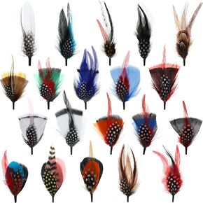 20 Pcs Hat Feathers, Assorted Feathers for Hats Colorful Real Feathers Accessories for Men Women(Classic Style)