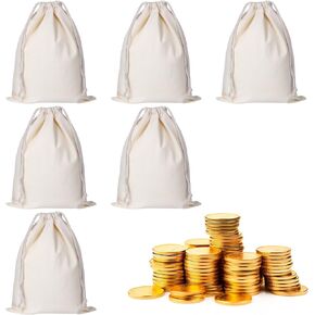 12" x 17" Bank Coin Money Cash Bag Sacks Coin Deposit Change Transit Bags, Drawstring Heavy Duty Canvas Bank Coin Money Cash Bag(6 Packs)