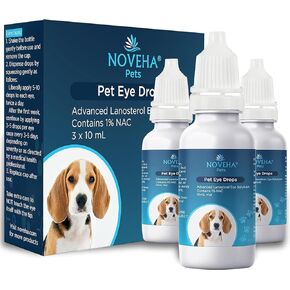 NOVEHA Drops for Pets, Gentle&Safe Dog Eye Drops, Improve Eye Vision for Dogs, Cats, Horses, and Rabbit, 3x10mL