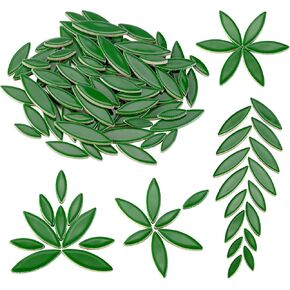 Yoption Petal Mosaic Tiles for Crafts, 200g Flower Leaf Ceramic Mosaic Tiles Pieces for Mosaic Craft Supplies, DIY Mosaic Outdoor Decor (Green)