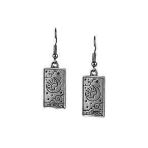 Moon Tarot Cards Pendant Earrings for Woman Intiution, Emotions and Unconscious Silver Gothic Jewelry Best Cute Vintage Gift for Women Earrings