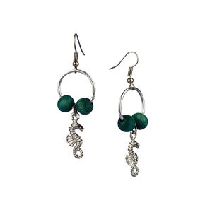 Seahorse Earrings for Sea Witches, Beaded Seahorse Earrings, Seahorse Earrings Turquoise Bead Detail, Ocean Jewelry Sea Witch Earrings, Seahorse Jewelry Gift for Witch, Unique Earrings as Witch Gifts