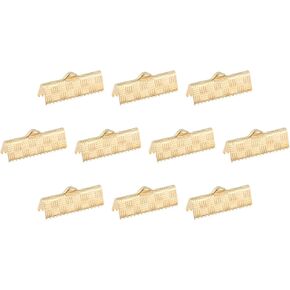 uxcell 150Pcs Ribbon End Crimp Clamps, 6mm Stripe Texture Pinch Cord End Clasps for Ribbon Lace Bookmark Ends Keychain DIY Bracelet Making, White Silver