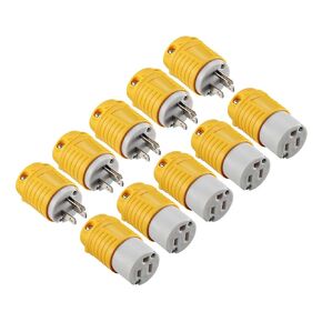 Miady Extension Cord Ends Male and Female, 15 Amp 125 Volt Heavy Duty Replacement Plug & Connector Set, Straight Blade Plugs Grounding Type/ETL Listed (5 Set)