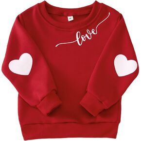 MODNTOGA Mommy and Me Valentine's Day Crewneck Sweatshirt Love Heart Graphic Tops Long Sleeve Pullover Family Matching Outfit