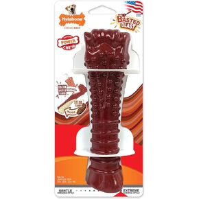 Nylabone Basted Blast Textured Bone Power Chew Toy for Dogs, Dog Toys for Aggressive Chewers, Bacon and Steak Flavor, X-Large - 50+ lbs, 1 Count