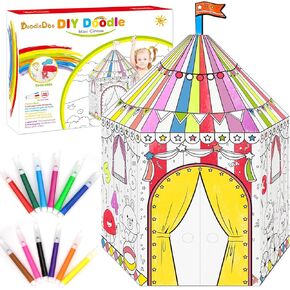 Playhouse Cardboard ، Fun Diy Castle Cardboard ، منزل تلوين Kid مع 12 الأقلام الملونة ، هدية Art & Craft Activity للأطفال (القلعة)
