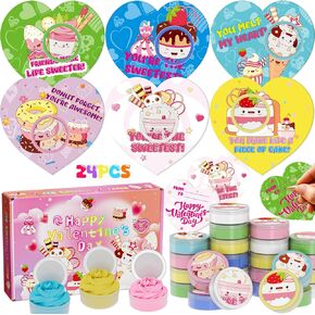 Gifts for Kids, 24 Ice Cream Butter Slime Card Bulk, Exchange Cards for Girls Boys School Class Classroom Party Favors Age 3 Year and Up