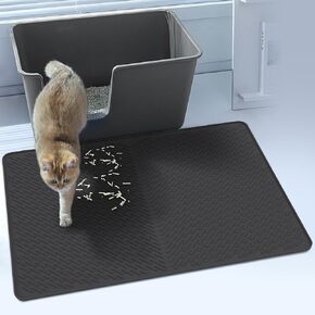Cat Mat for Litter Box, 28"x20" Cat Litter Mat, Waterproof Litter Trapping Catcher Food Grade Silicone Pad for Floor, Gray