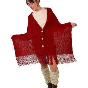 CATCHY & CRAFTY Women's Knitted Scarf Shawl Wrap Poncho Versatile Cardigan Sweater Cape Holiday Gifts