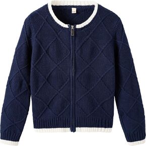 UMELOK Girls Cardigan Sweater Full Zip-Up Long Sleeve School Uniform Cotton Fall Jacket 6-14Y