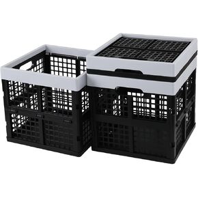 18 L Plastic Stackable Storage Milk Crates, Plastic Square Collapsible Crates, 3 Pack