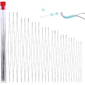 24 Pcs Beading Needles Set Big Eye Collapsible Beading Needles with Storage Tube for Bracelets and Jewelry Making