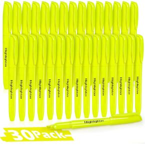 Duchong 30 Yellow Highlighters, Chisel Tip Dry-Quickly Highlighter Markers, Highlighter Bright Colors for Adult Kids, Office Classroom Must Have, School Supplies for Teachers