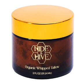 Hide & Hive Organic Organic Tallow Balm-العناية بالبشرة التي تغذيها العشب ومرن يدويًا للبشرة الحساسة والوجه والشفاه والجسم-6 مكونات عضوية ، خالية من المواد الكيميائية ، ترطيب عميق خالي من العطور-2 أوقية