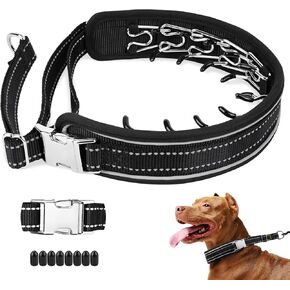 Mayerzon Prong Collar for Large Medium Dogs, Patented Reflective Pinch Collar with Metal Buckle, No Pull Adjustable Hidden Covered Dog Walking Training for Pitbull German Shepherd Doberman