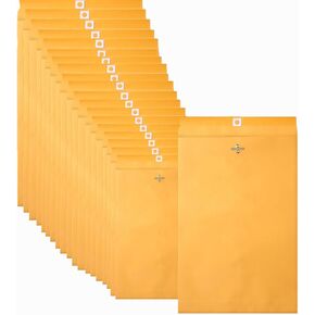 20pcs 6" x 9"manila envelopes A small buckle mailing envelope made of 28 pound kraft paper Clasp Envelopes with Gummed Seal Gummed Seal and Clasp for Storing or Mailing