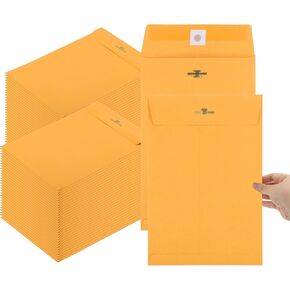 50 Pcs Manilla Envelopes Clasp Envelope Kraft Catalog Envelope with Clasps Closure 28 lb Kraft Paper Envelope for Storing or Mailing Envelopes Home Office Business Supplies (Brown, 9x12)