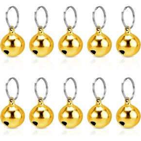 10PCS Small Gold Bell for Dog Collar, Pet Collar Bells for Cat and Dog, Jingle Bells for Pet Collar Charm Pet Tracking for Pet Pendant DIY Crafts Accessories Pet Daily Use (Gold Color)