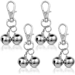 4 Pack Dog Cat Collar Bell, Loud Dog Collar Bells for Pet Training Small Dog Bell Silver Cat Bell for Collar Charm Dog Collar with Bells for Dog