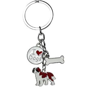 HDKUW I Love Dogs Keychain Gift,Dog Memorial Collar Charm for Birthday Holiday Gifts,Puppy Metal Pet ID Tags Accessory