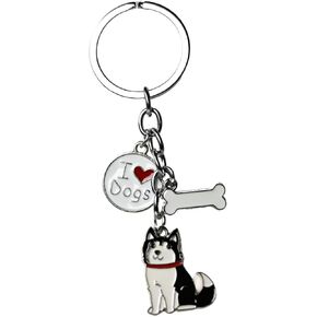 HDKUW I Love Dogs Keychain Gift,Dog Memorial Collar Charm for Birthday Holiday Gifts,Puppy Metal Pet ID Tags Accessory