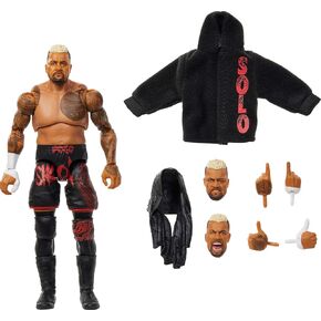 Mattel WWE Ultimate Edition Action Figure & Accessories, 6-inch Solo Sikoa Collectible Set, Swappable Heads & Hands, 30 Articulation Points