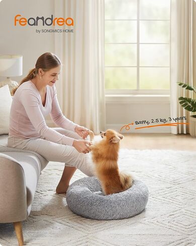 سرير الكلب الكلب فيلدريا ، سرير قطة ، سطح فخم ناعم ، أريكة الكلاب على شكل دونات مع وسادة داخلية قابلة للإزالة ، قابلة للغسل ، 23 بوصة ديا. ، رمادي UPGW038G01 in Kuwait