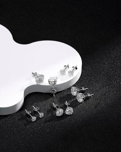 Moissanite Stud Earrings Hypoallergenic 925 Sterling Silver stud Earrings for Women Round Cut D Color VVS1 18K White Gold Plated Lab Created Moissanite Earrings for Women Men 0.3ct-2ct in Kuwait