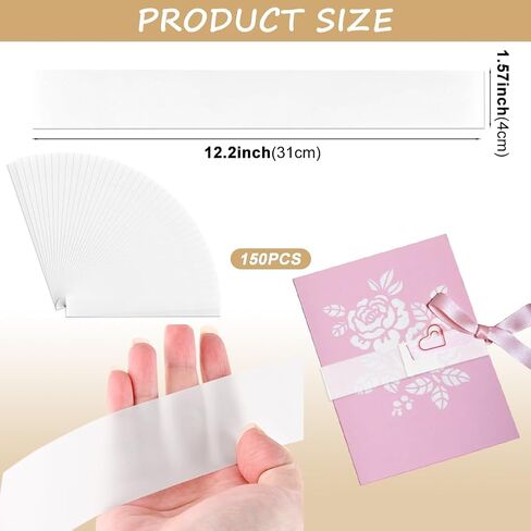 150pcs vellum belly band for 5x7 دعوات ، دعوة واضحة نطاقات البطن ملحقات دعوة الزفاف دعوات البريدية أظنفة in Kuwait