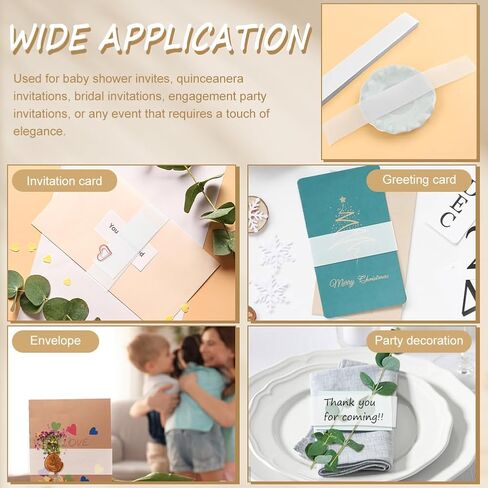 150pcs vellum belly band for 5x7 دعوات ، دعوة واضحة نطاقات البطن ملحقات دعوة الزفاف دعوات البريدية أظنفة in Kuwait