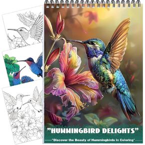 CKMOREL Humming Bird Adult Coloring Book Spiral Bound, Adult Coloring Book for Women Relaxation Spiral Bound Lay Flat Bird Coloring Book for Women 24 Pages One Sided Design, Gift for Adult to Relax