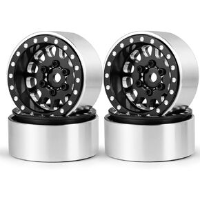 4Pcs 1.0 Plus Beadlock Wheel Rims for 1/24 RC Crawlers Axial SCX24 Gladiator Deadbolt Bronco C10 JLU Upgrade Parts (Black)