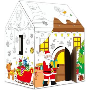 Christmas Playhouse Huge Snowman Gingerbread Cardboard House DIY Coloring Playhouse Large Art Craft Cardboard Fort Indoor Outdoor for Toddlers Boys Girls Decoration Personalized Gift 32" X 26" X 41"