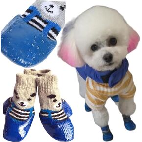 Waterproof Dog Shoes, Non-Slip Dog Socks, Hardwood Floor Paw Protectors, Socks to Prevent Paw Licking, Pet Socks, Indoor and Outdoor Lace-Up Dog Socks for Small Dogs Size M (Red)