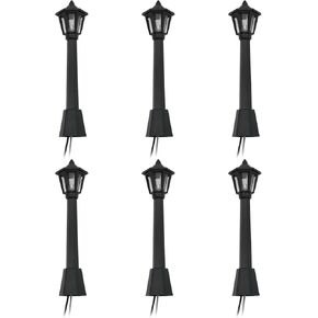 6 PCS Mini Street Light 80mm Model Railway Antique Light Miniature Garden Street Lamp with LED Lights and Leads for Miniature Landscape Fairy Garden Accessories