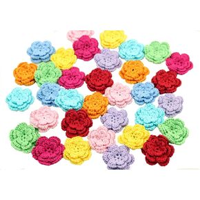 20 Large Handmade Crochet Flower Appliques Sewing 8 Colors Size: One Size
