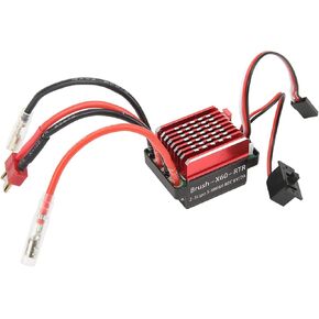 VGEBY 60A RC Brushed ESC, 6V 2A Brushed Speed Controller ESC with T Plug for HSP for 110 RC Cars Red