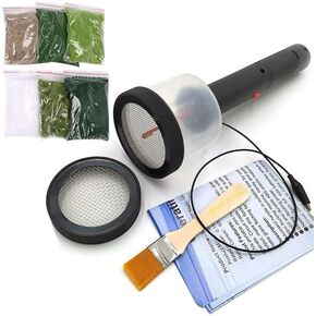 Mini Static Grass Applicator Flocking Kit 3-5mm, Static Grass Flocking Applicator Dual Netcovers for Flocking in Small Area/Sand Table Construction Model